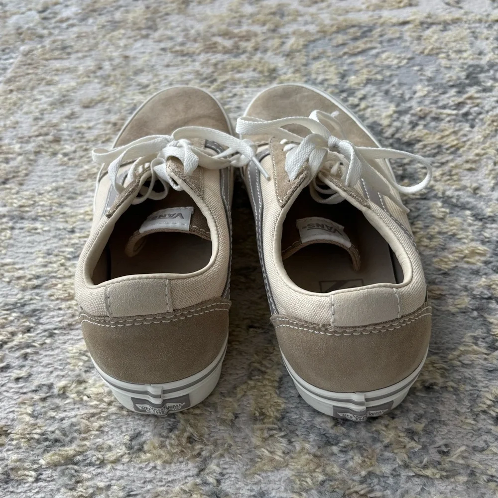 Vans Old Skool Low-Top Sneakers in Taupe/White - Picture 3 of 5